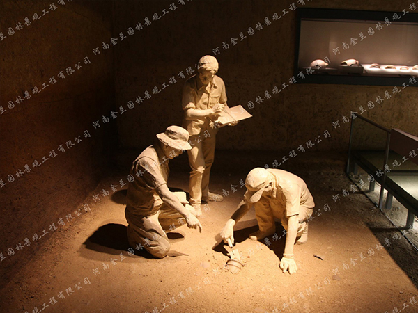 博物馆考古测量场景雕塑展示
